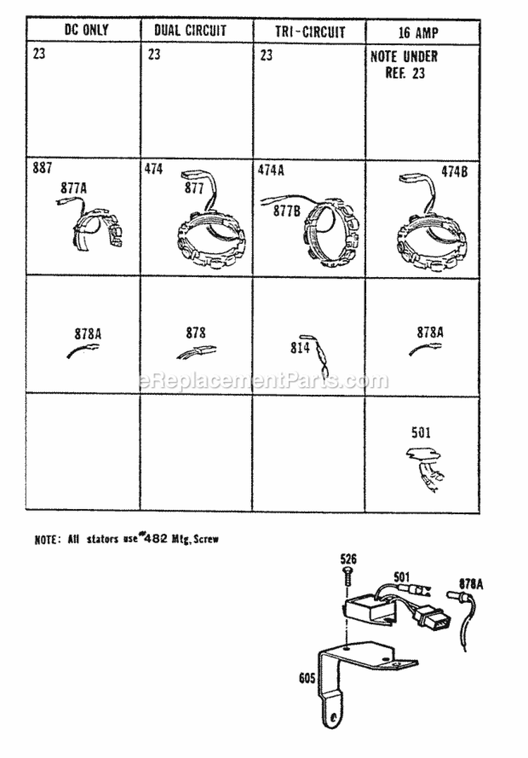 Alternator Chart Diagram and Parts List for 422707-0011-02  Briggs and Stratton Engine